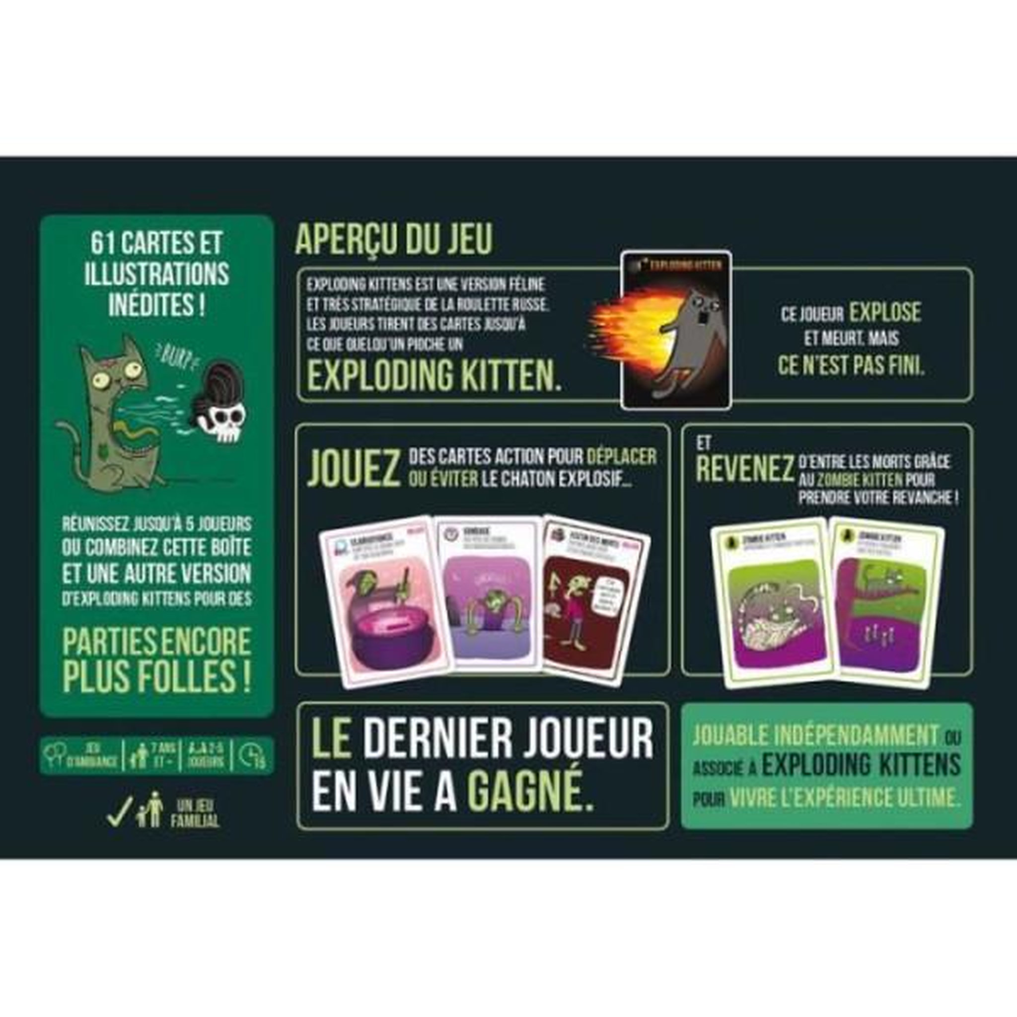 Voir la diapositive 3 : Asmodee Exploding kittens : zombie kittens