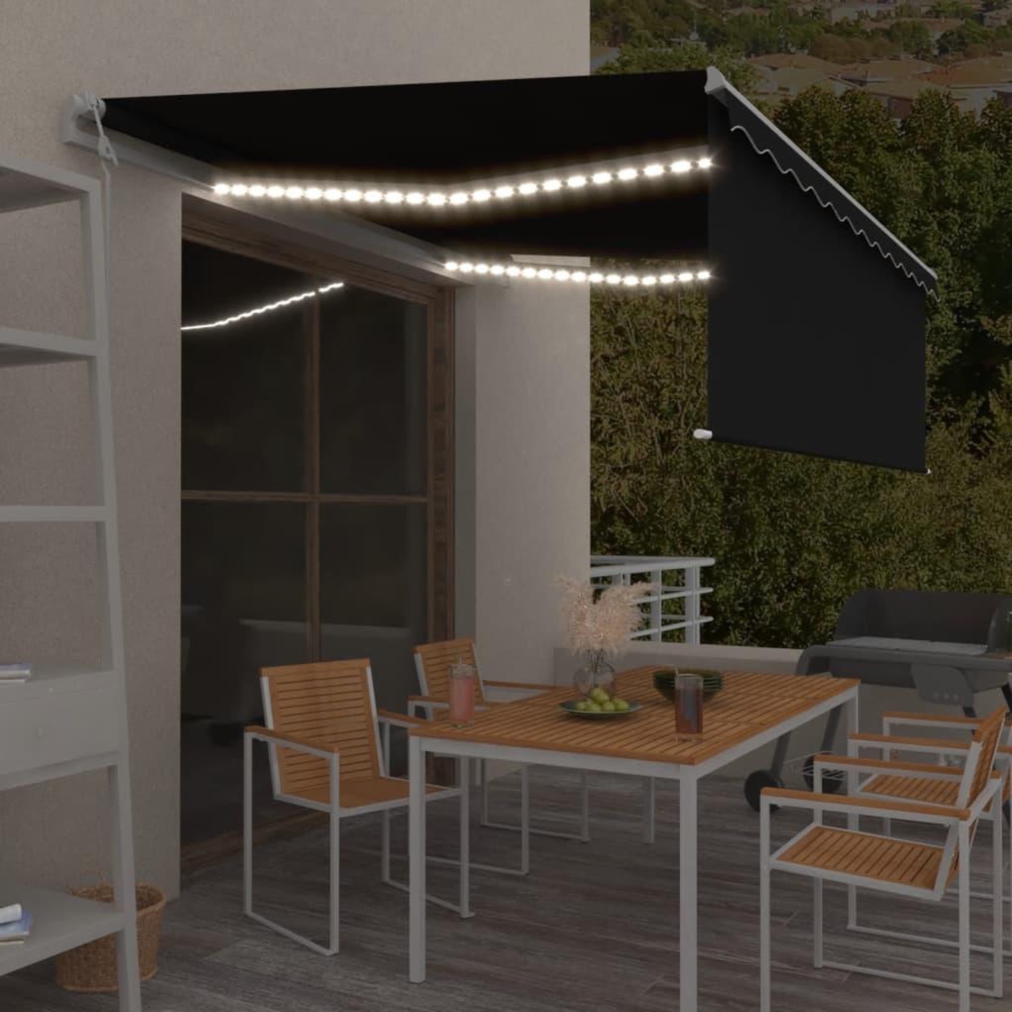 VIDAXL Auvent automatique store capteur de vent LED 4,5x3 m Anthracite