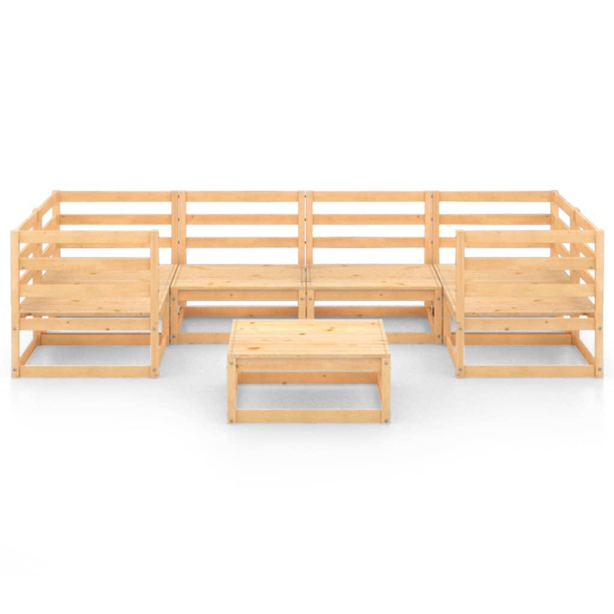Voir la diapositive 3 : VIDAXL Salon de jardin 7 pcs Bois de pin massif