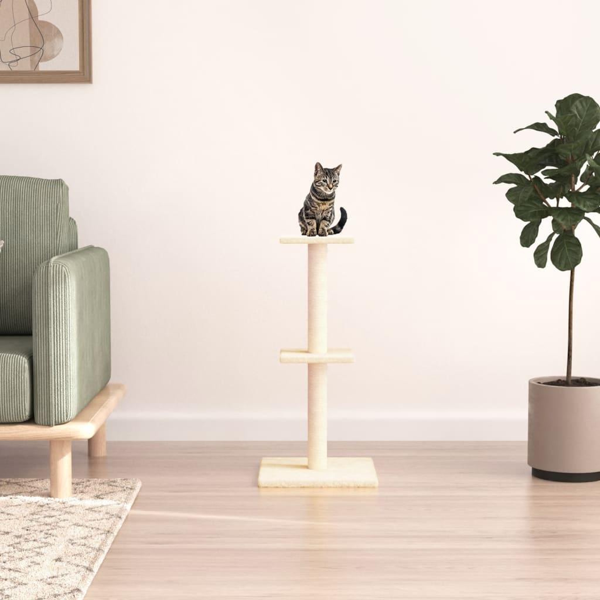 Voir la diapositive 1 : VIDAXL Arbre a chat avec griffoirs en sisal creme 73 cm