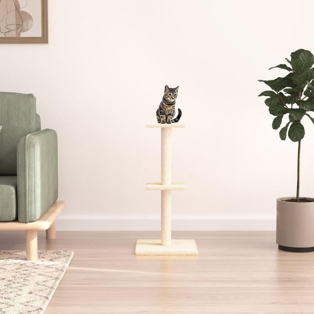 VIDAXL Arbre a chat avec griffoirs en sisal creme 73 cm