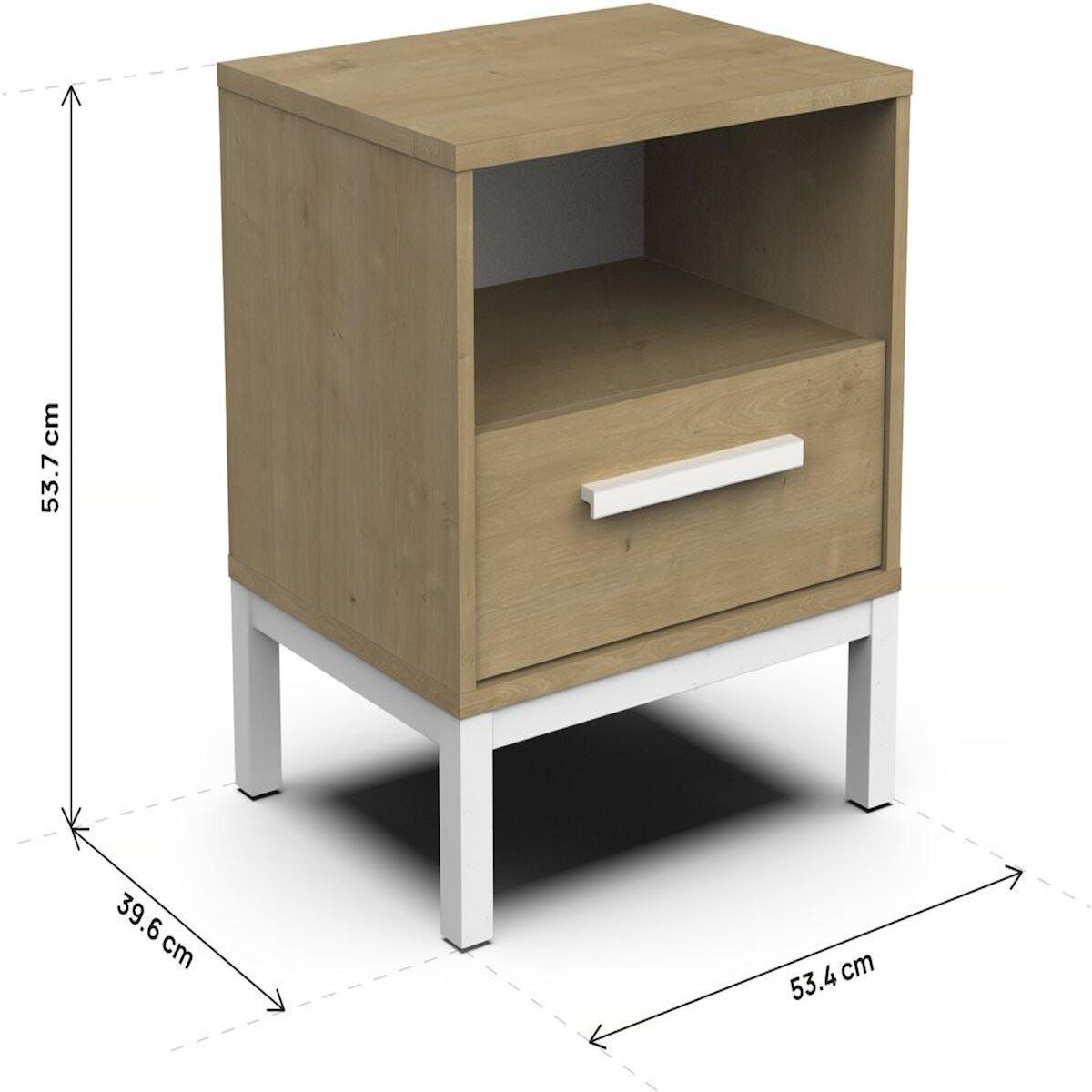 Habitat et Jardin Chevet  Craft  - Bois - 1 tiroirs - Marron/blanc