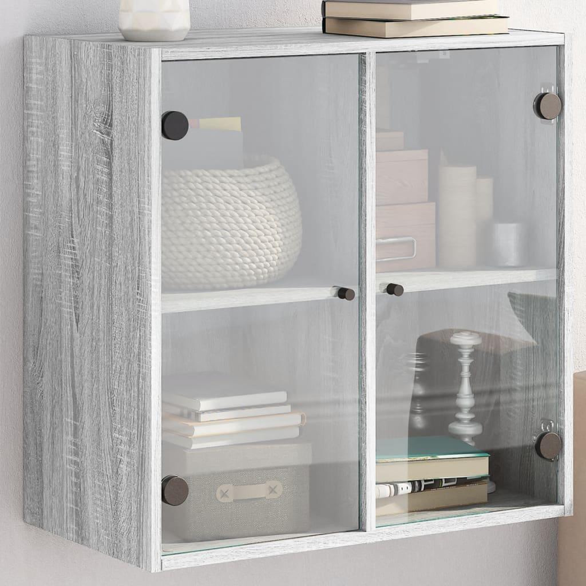 VIDAXL Armoire murale avec portes en verre sonoma gris 68x37x68,5 cm