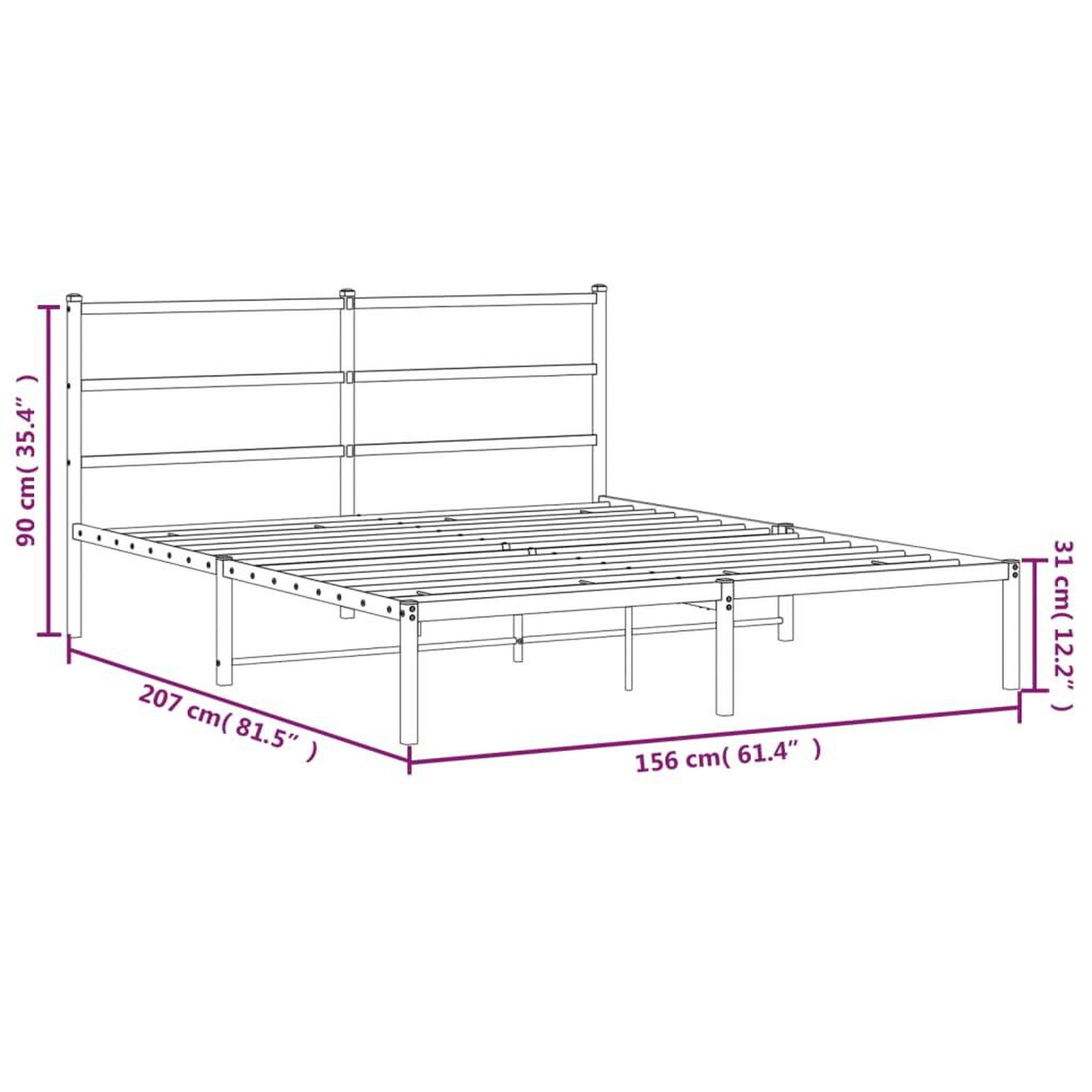 Voir la diapositive 6 : VIDAXL Cadre de lit metal sans matelas et tete de lit blanc 150x200 cm