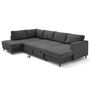 Voir la diapositive 2 : LISA DESIGN Jake - canapé panoramique d'angle gauche 7 places convertible avec coffre en tissu velours relief