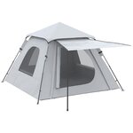 OUTSUNNY Tente de camping automatique pop up 2-3 pers. - porche, sac de transport - dim. 210L x 210l x 150H cm - gris clair