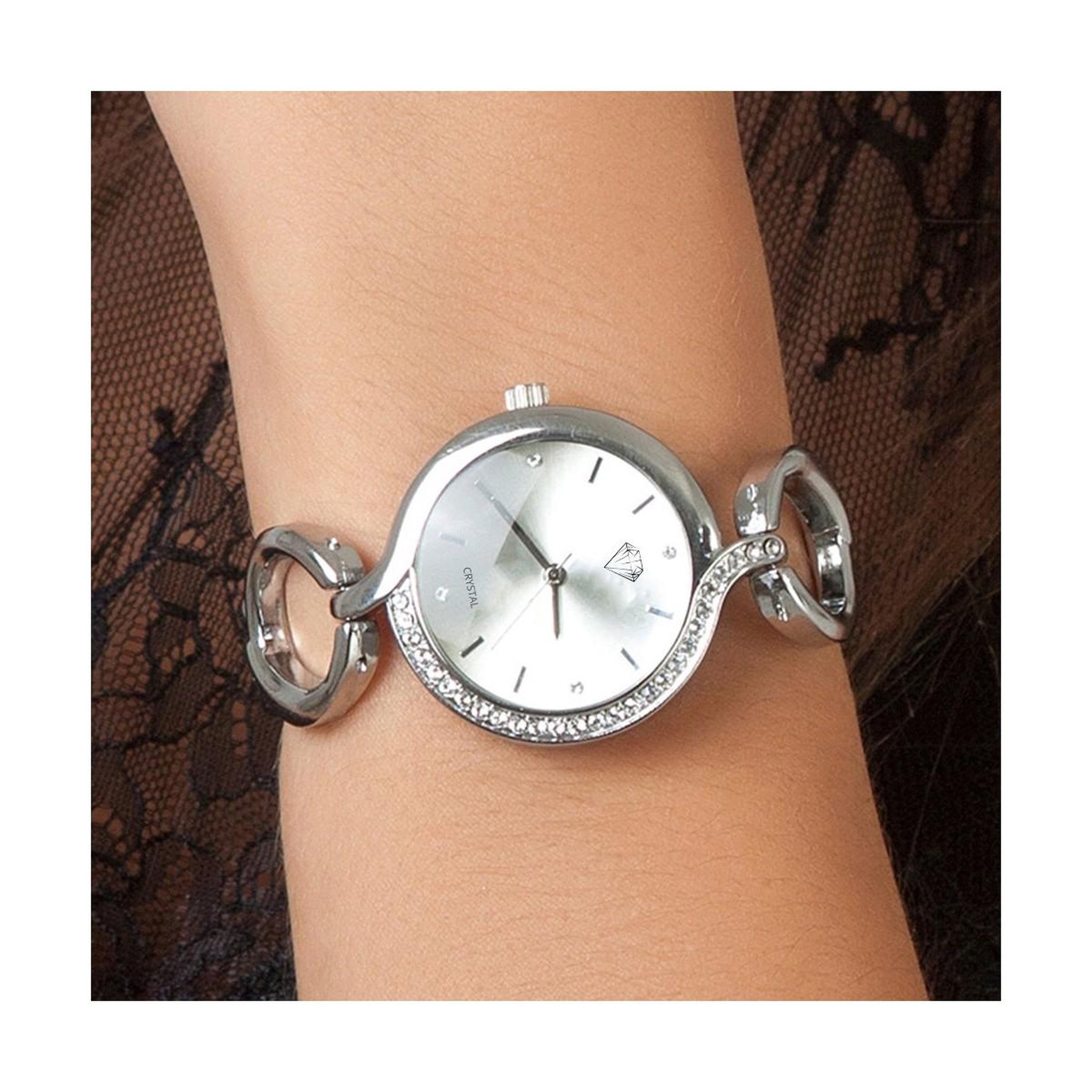 Voir la diapositive 2 : SC CRYSTAL Montre Maeva argentée SC Crystal ornée de Cristaux scintillants