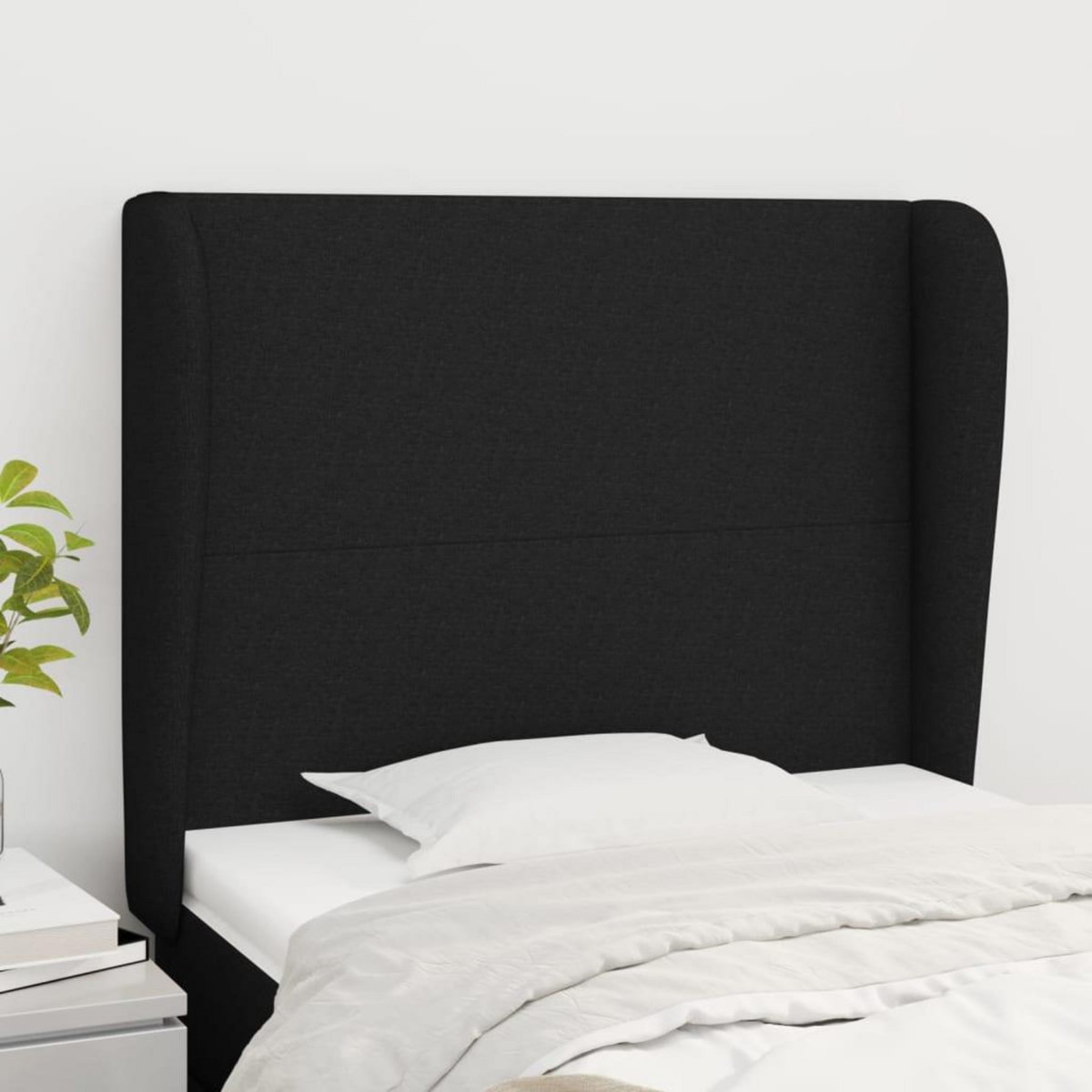 VIDAXL Tete de lit avec oreilles Noir 103x23x118/128 cm Tissu