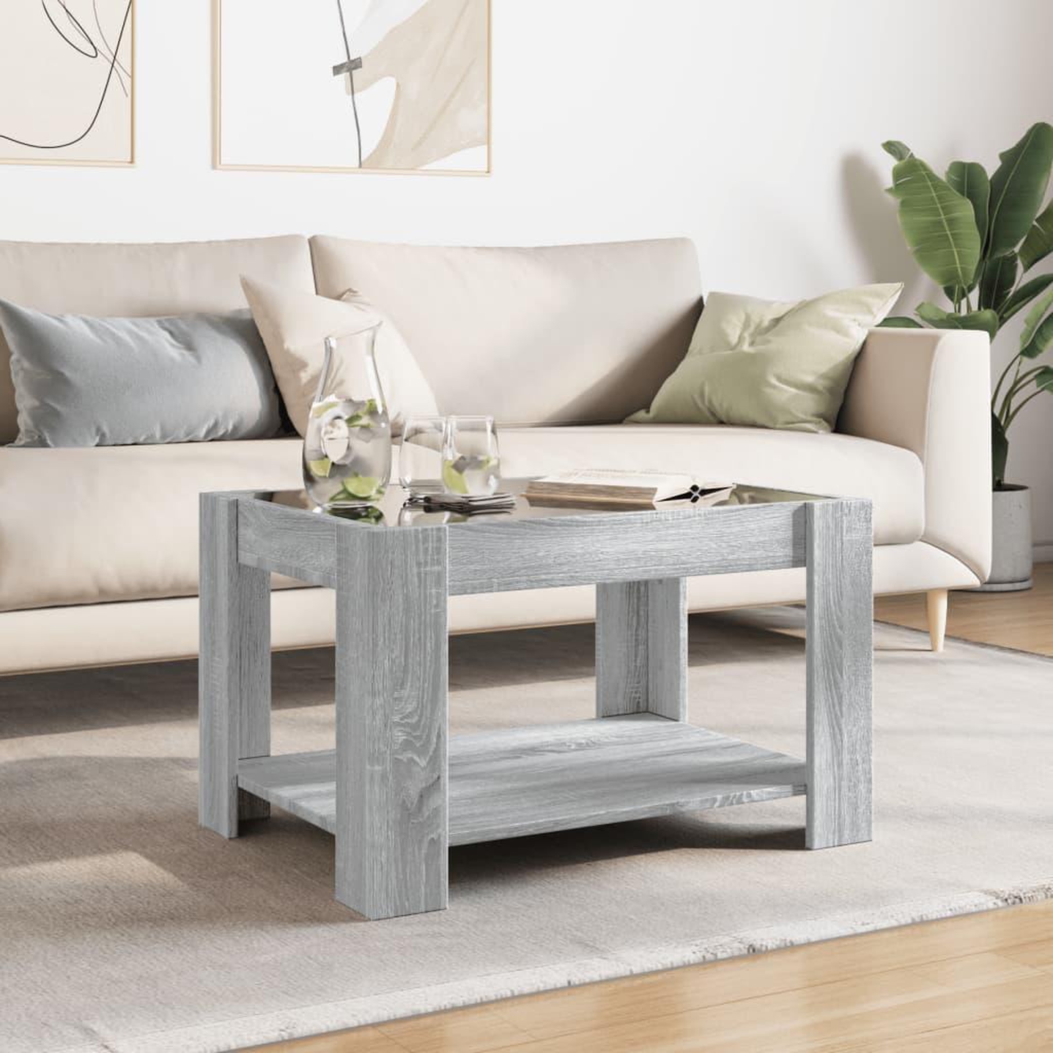 Voir la diapositive 4 : VIDAXL Table basse avec LED sonoma gris 73x53x45 cm bois d'ingenierie