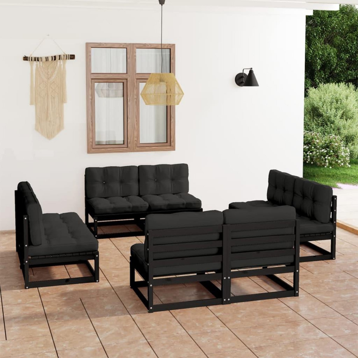VIDAXL Salon de jardin 8 pcs avec coussins Bois de pin massif