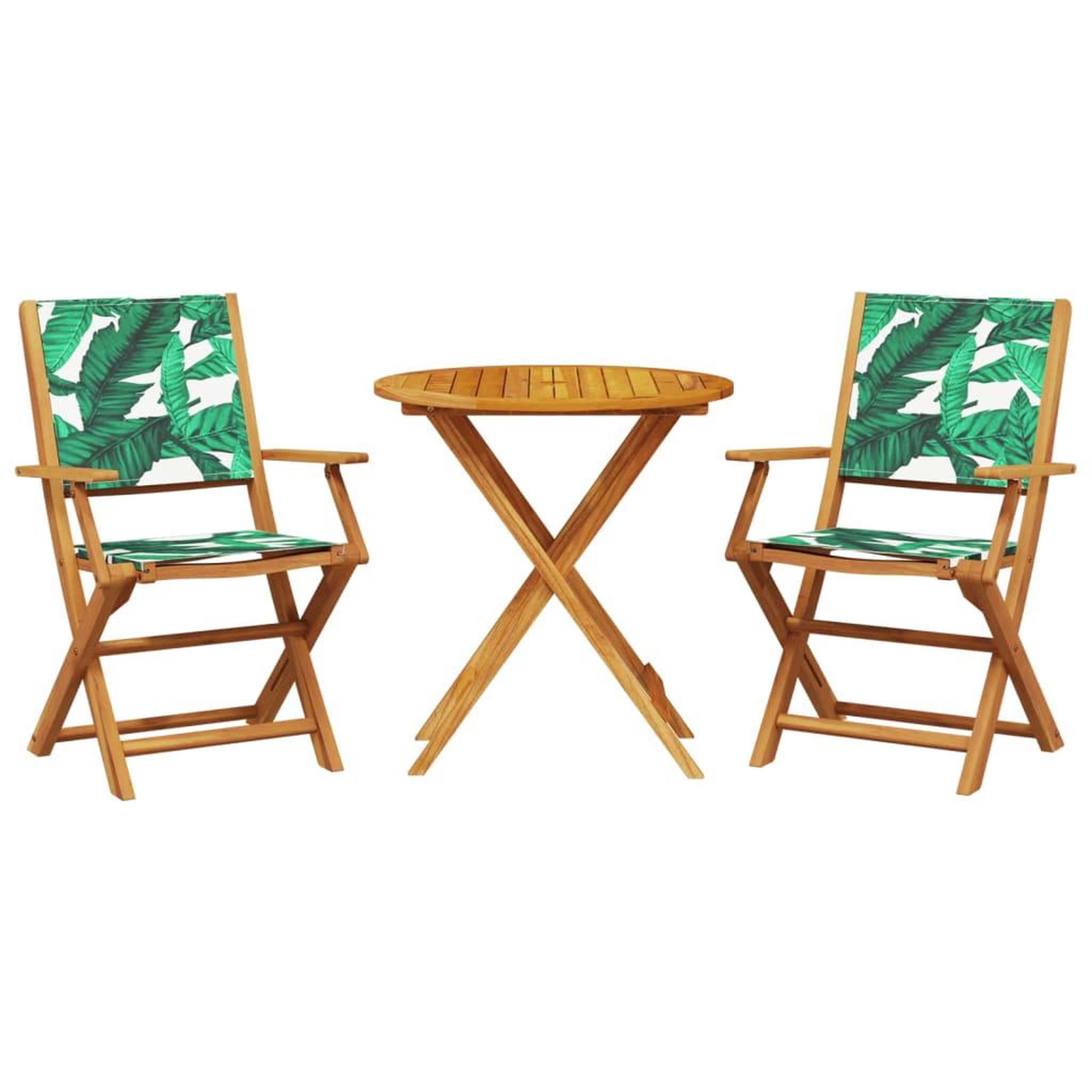 Voir la diapositive 2 : VIDAXL Ensemble de bistro 3 pcs motif de feuilles tissu et bois massif