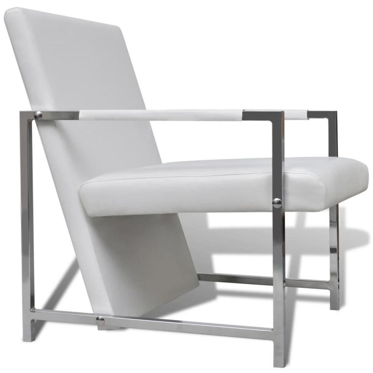 VIDAXL Fauteuil avec pieds chromes Blanc Similicuir