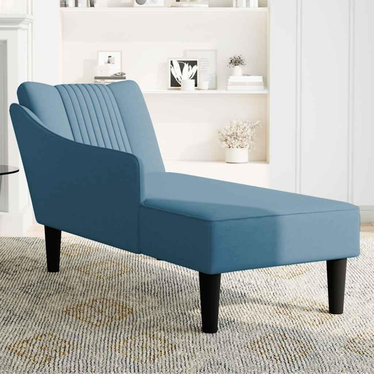 VIDAXL Fauteuil long avec accoudoir droit bleu velours