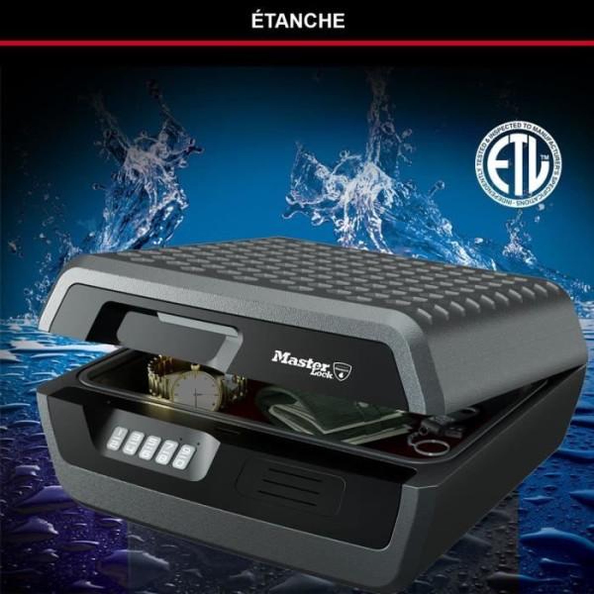 Voir la diapositive 4 : Master lock Malette de sécurité anti feu - master lock - chw30300eurhro - ignifuge et etanche - large 10l - combinaison electronique