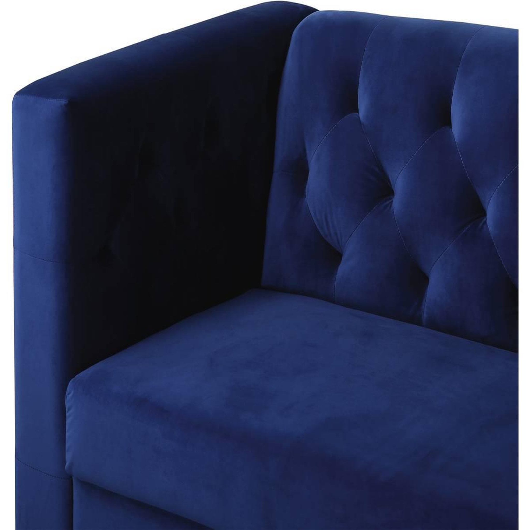 Voir la diapositive 4 : Habitat et Jardin Canapé fixe en velours  bruce  - 196 x 76 x 82 cm - 3 places - bleu foncé