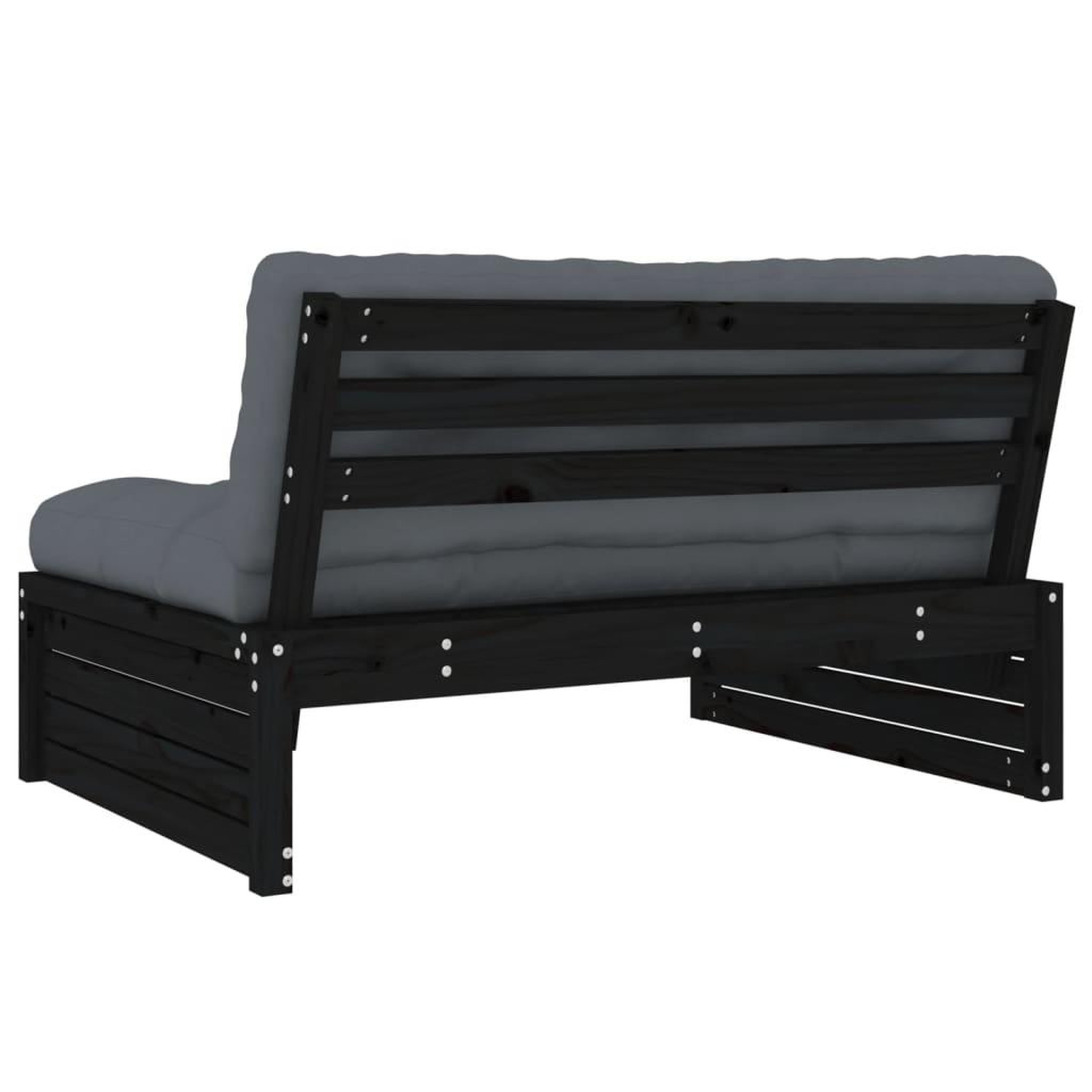 Voir la diapositive 5 : VIDAXL Canape central 120x80 cm noir bois de pin massif