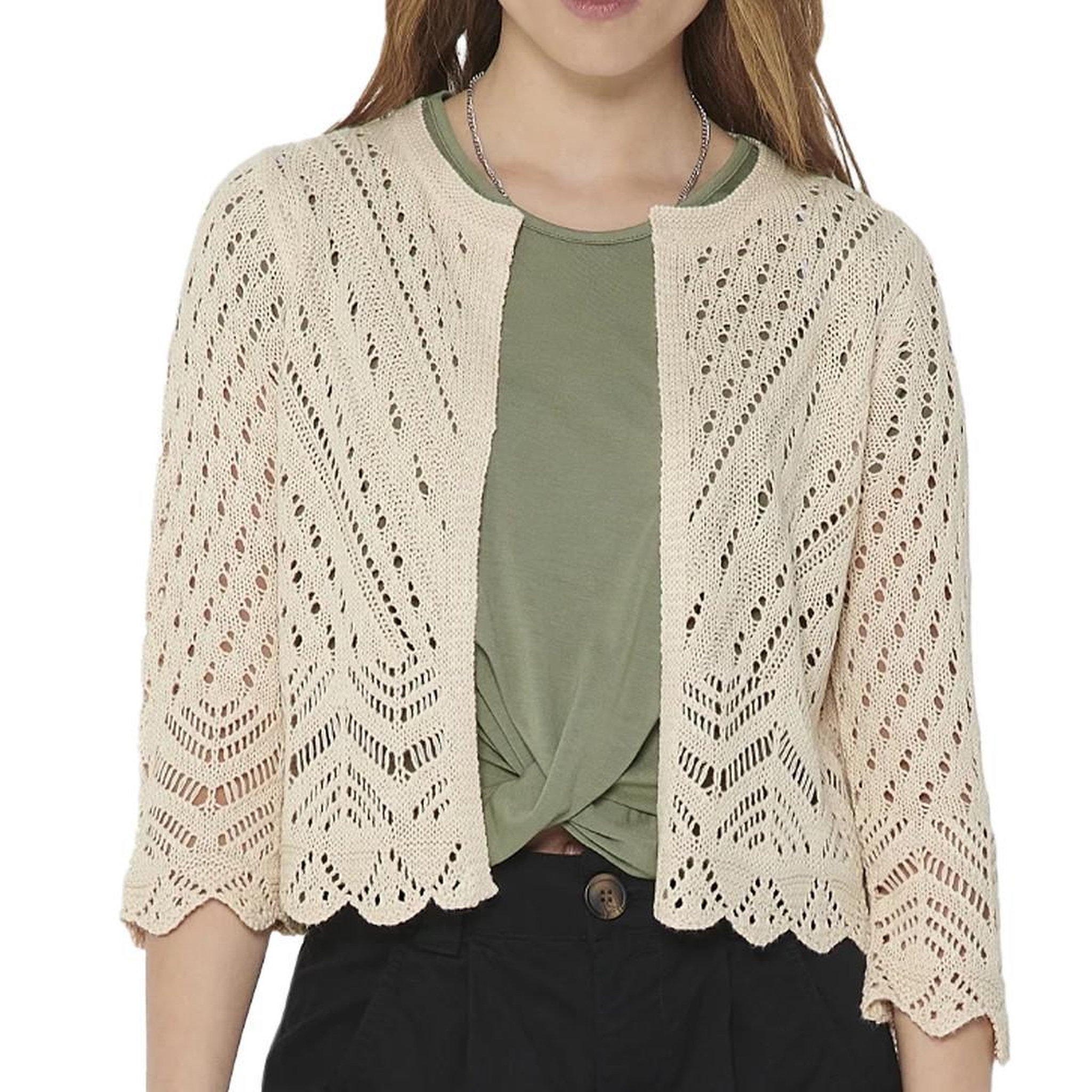 JACQUELINE DE YONG Cardigan  FemmeJDY Sun 3/4 Cropped. Coloris disponibles : Beige