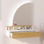 Voir la diapositive 2 : ID MARKET Coiffeuse suspendue ZELIA miroir LED avec 4 niches, 1 tiroir bois et blanc