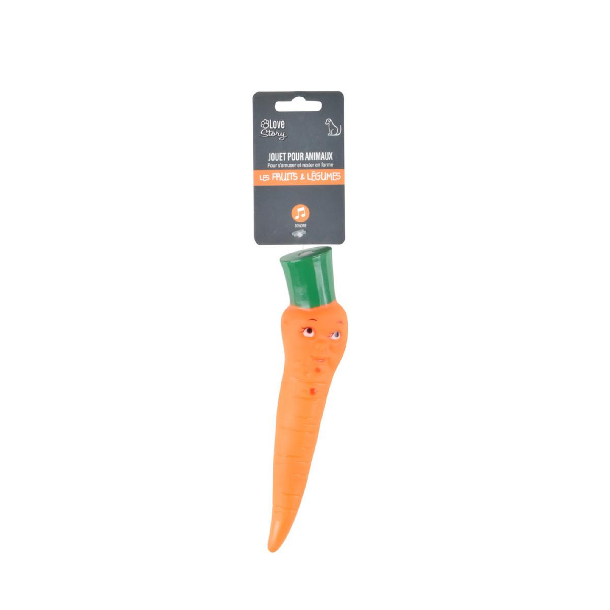 Voir la diapositive 3 : LOVE STORY Jouet pour chien  carotte  20cm orange