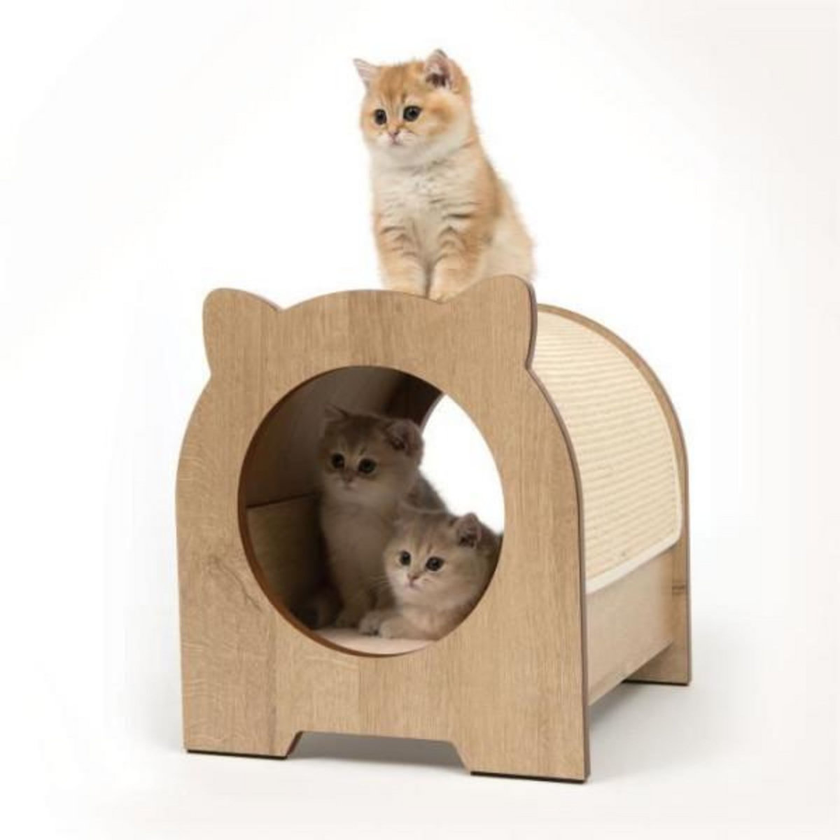 MARKET24 Meuble a griffer pour chat - CATIT - Vesper Minou - Tapis a griffer en sisal remplaçable - Aspect chene - L. 36 x l. 37 x H. 40