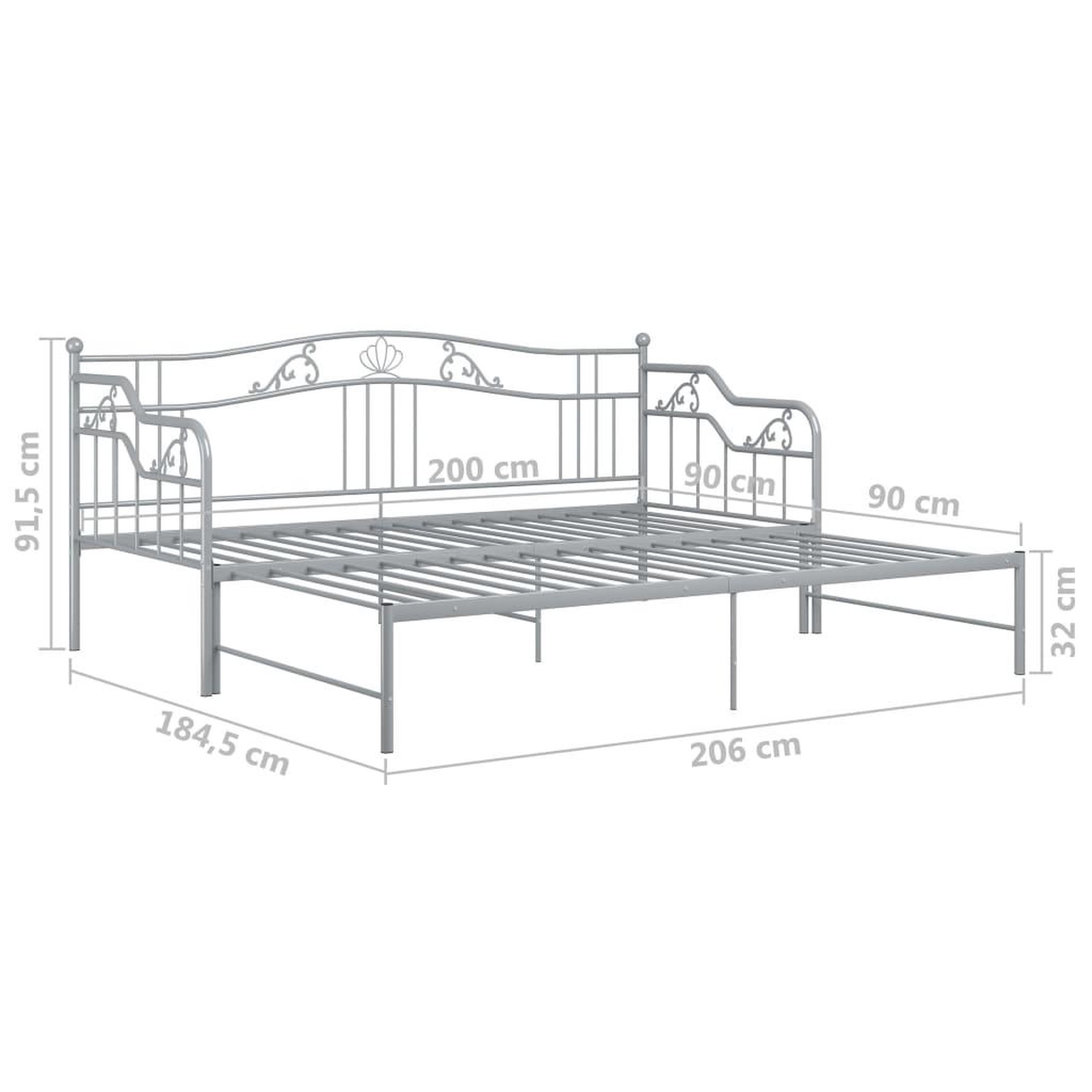 Voir la diapositive 6 : VIDAXL Cadre de canape-lit extensible sans matelas gris metal 90x200cm