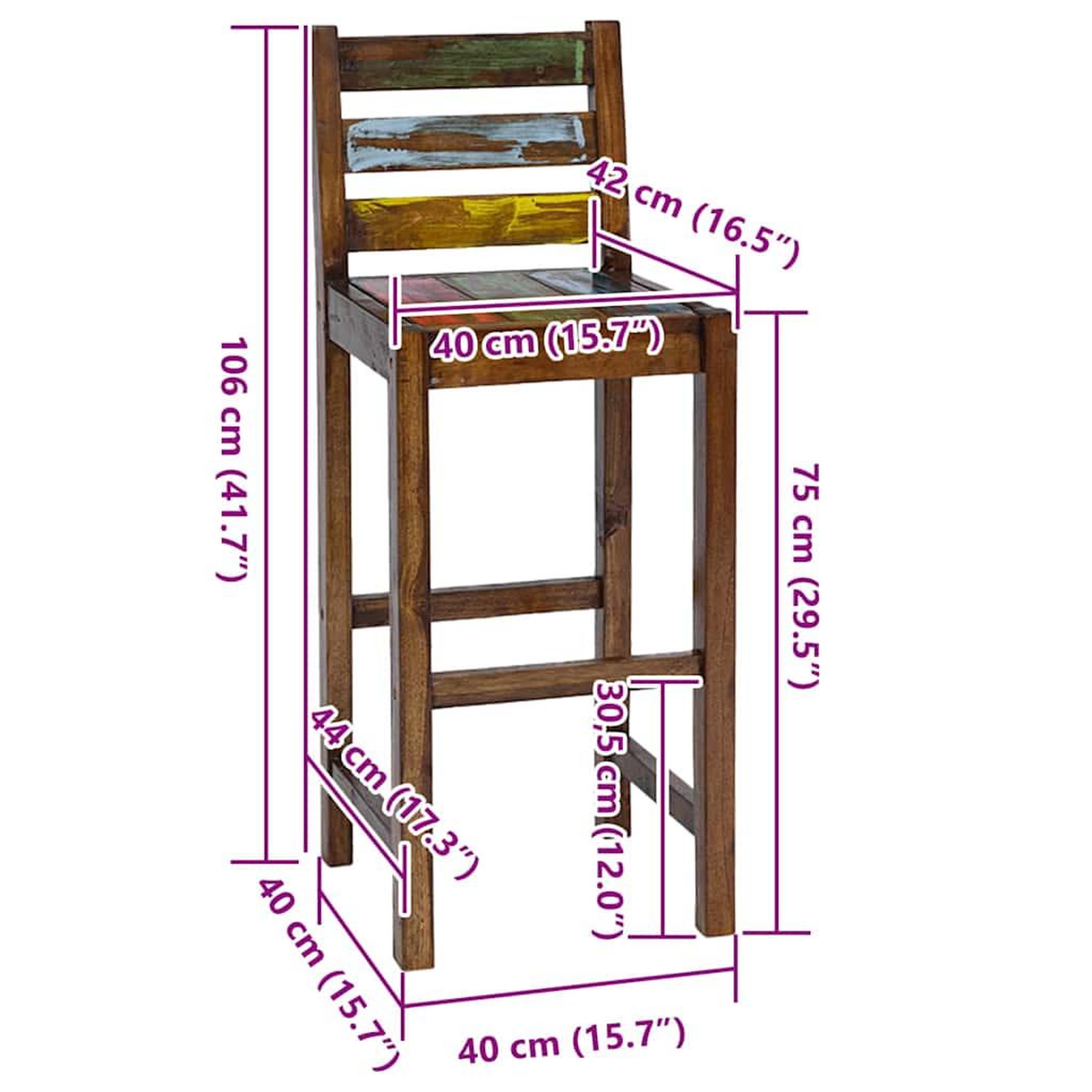 Voir la diapositive 3 : VIDAXL Tabourets de bar lot de 2 bois massif de recuperation