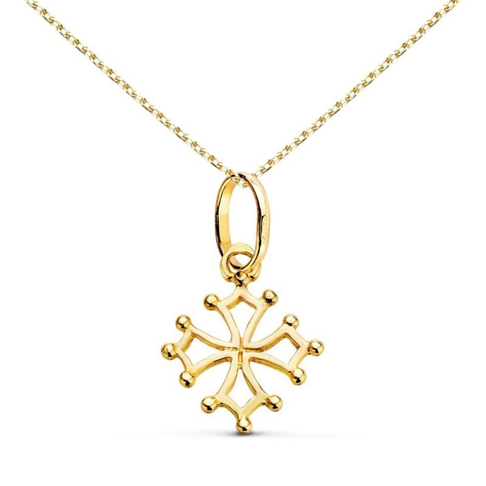 L'ATELIER D'AZUR Collier - Médaille Croix Occitane Or 18 Carats 750/000 Jaune - Chaine Dorée