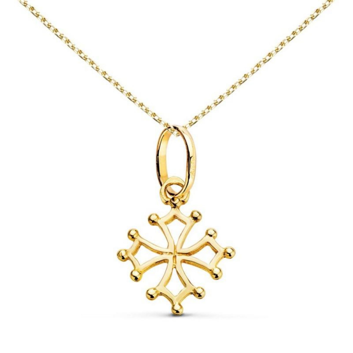 L'ATELIER D'AZUR Collier - Médaille Croix Occitane Or 18 Carats 750/000 Jaune - Chaine Dorée
