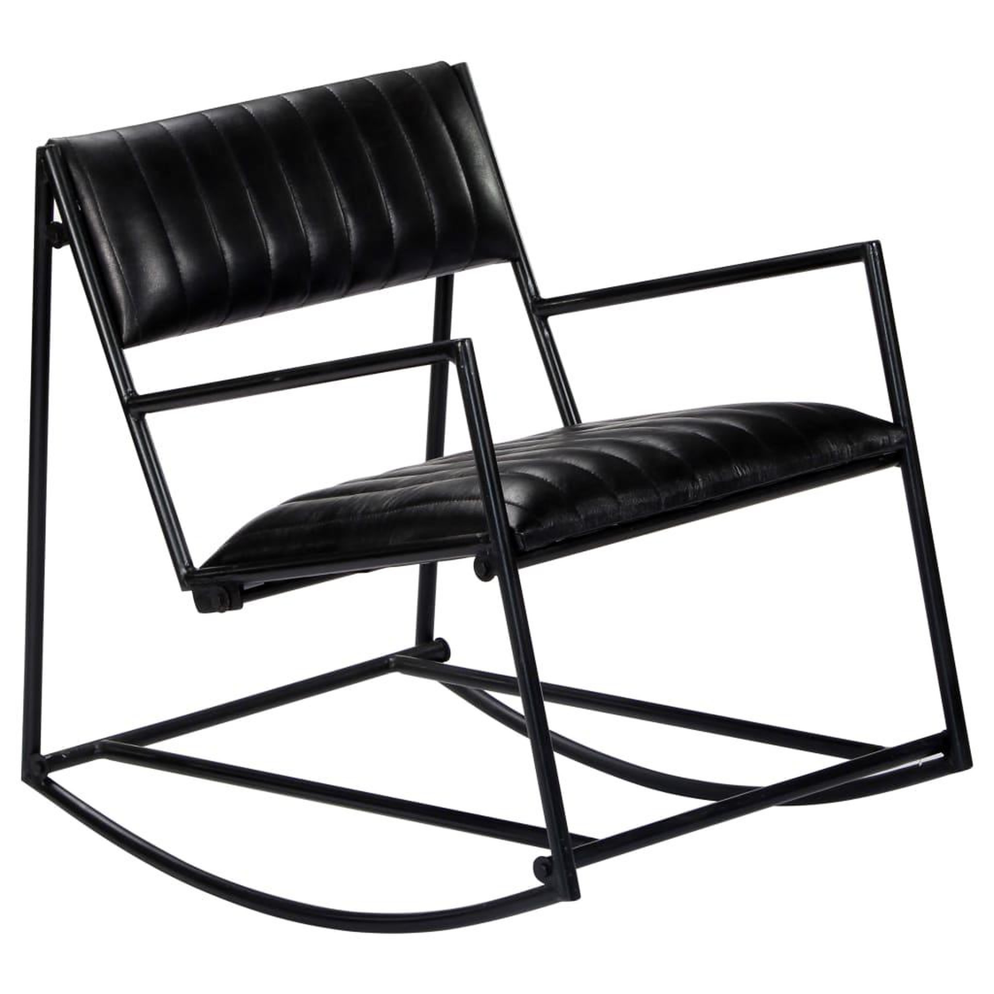 Voir la diapositive 1 : VIDAXL Chaise a bascule Noir Cuir veritable