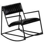 VIDAXL Chaise a bascule Noir Cuir veritable