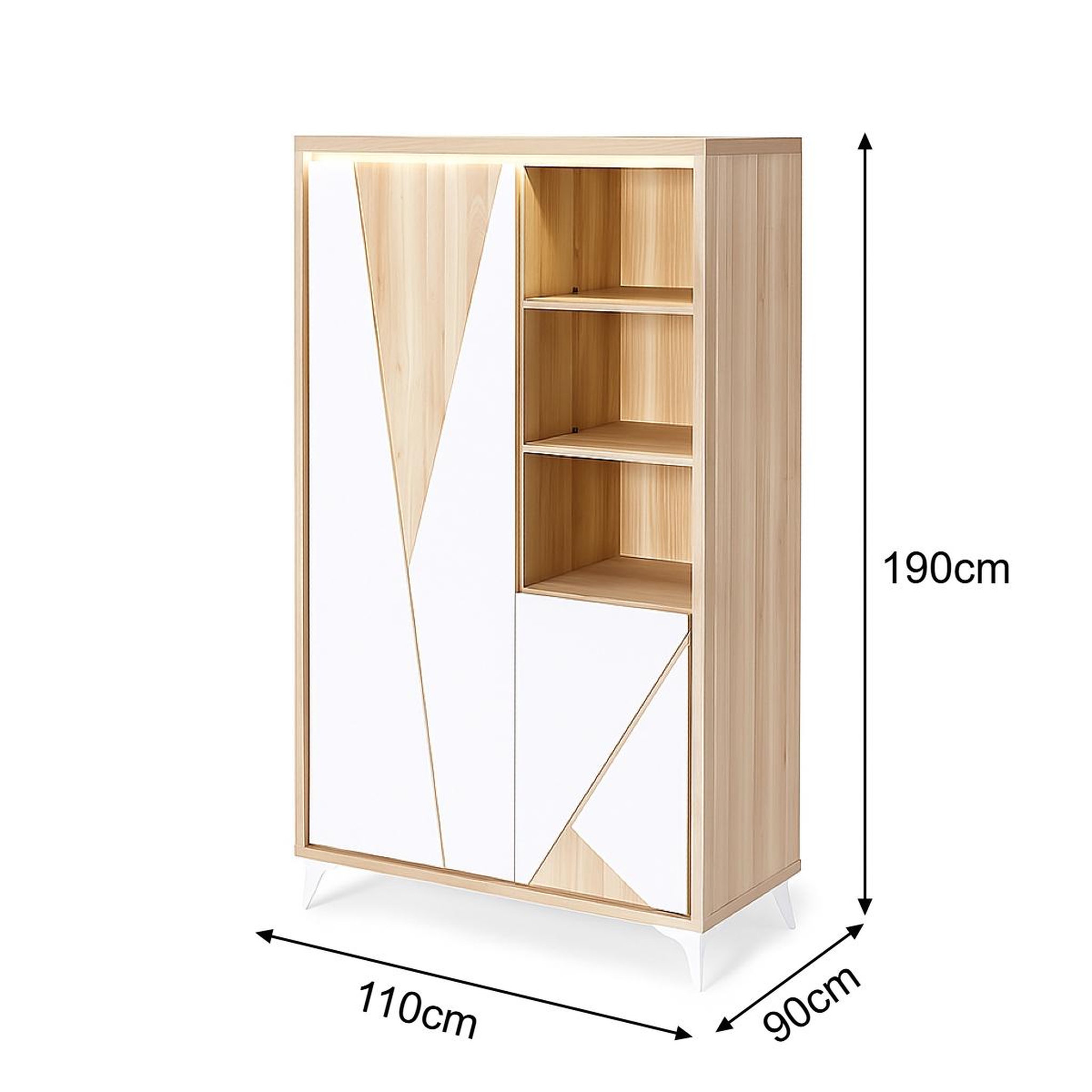 Voir la diapositive 3 : JLC KREATION Argentier-bar moderne 2 portes coloris bois et blanc ostende