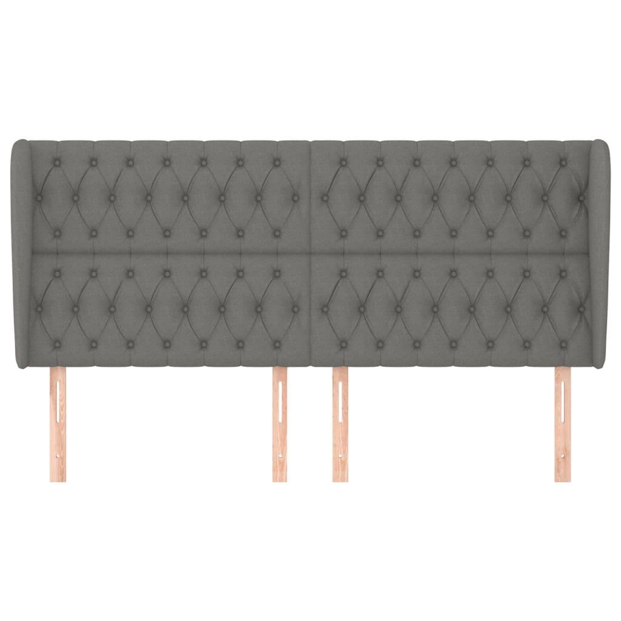Voir la diapositive 3 : VIDAXL Tete de lit avec oreilles gris fonce 183x23x118/128 cm tissu