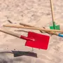 SUAN Jouet de plage - Pelle carrée pour enfant - Rouge - Manche en bois