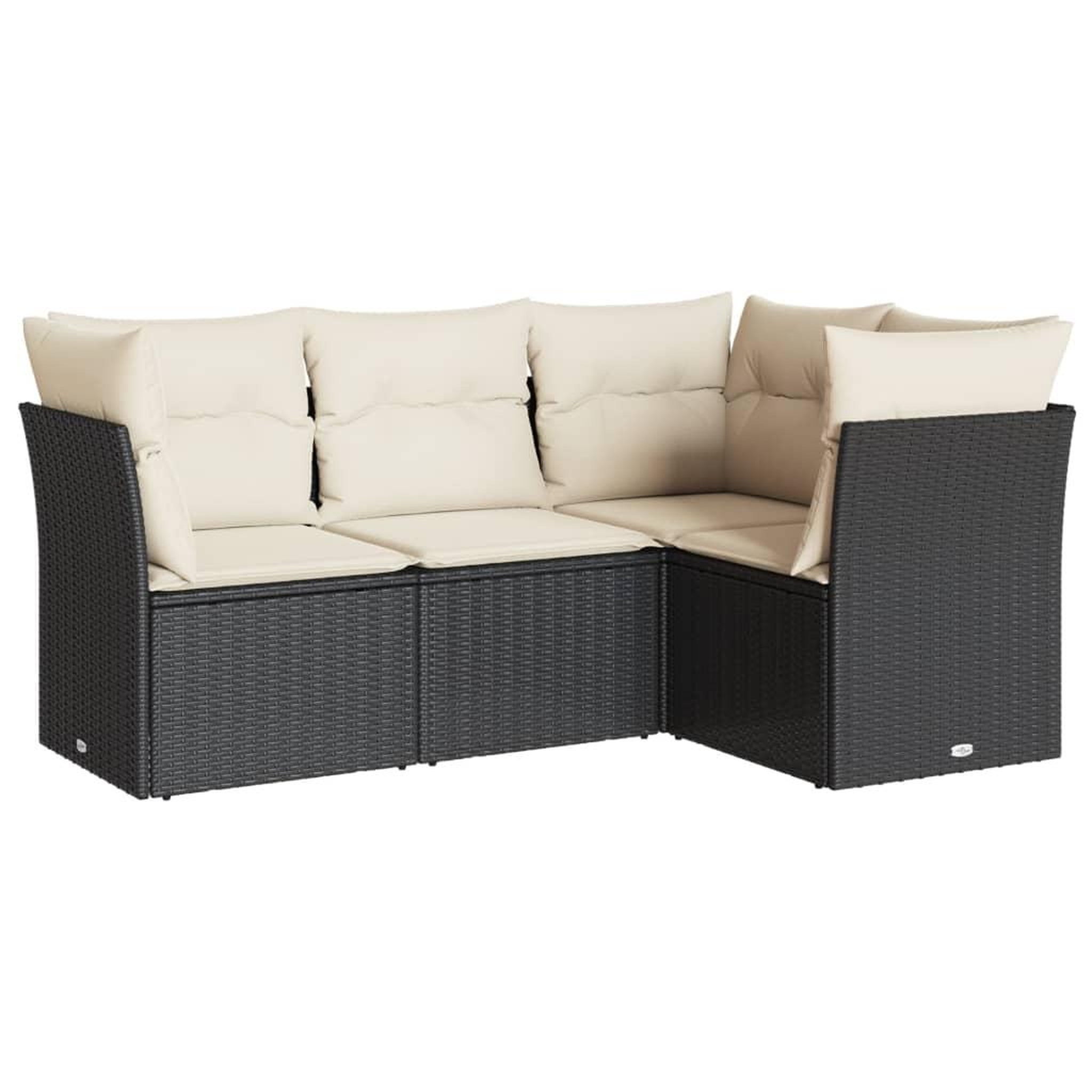 Voir la diapositive 2 : VIDAXL Salon de jardin 4 pcs avec coussins noir resine tressee