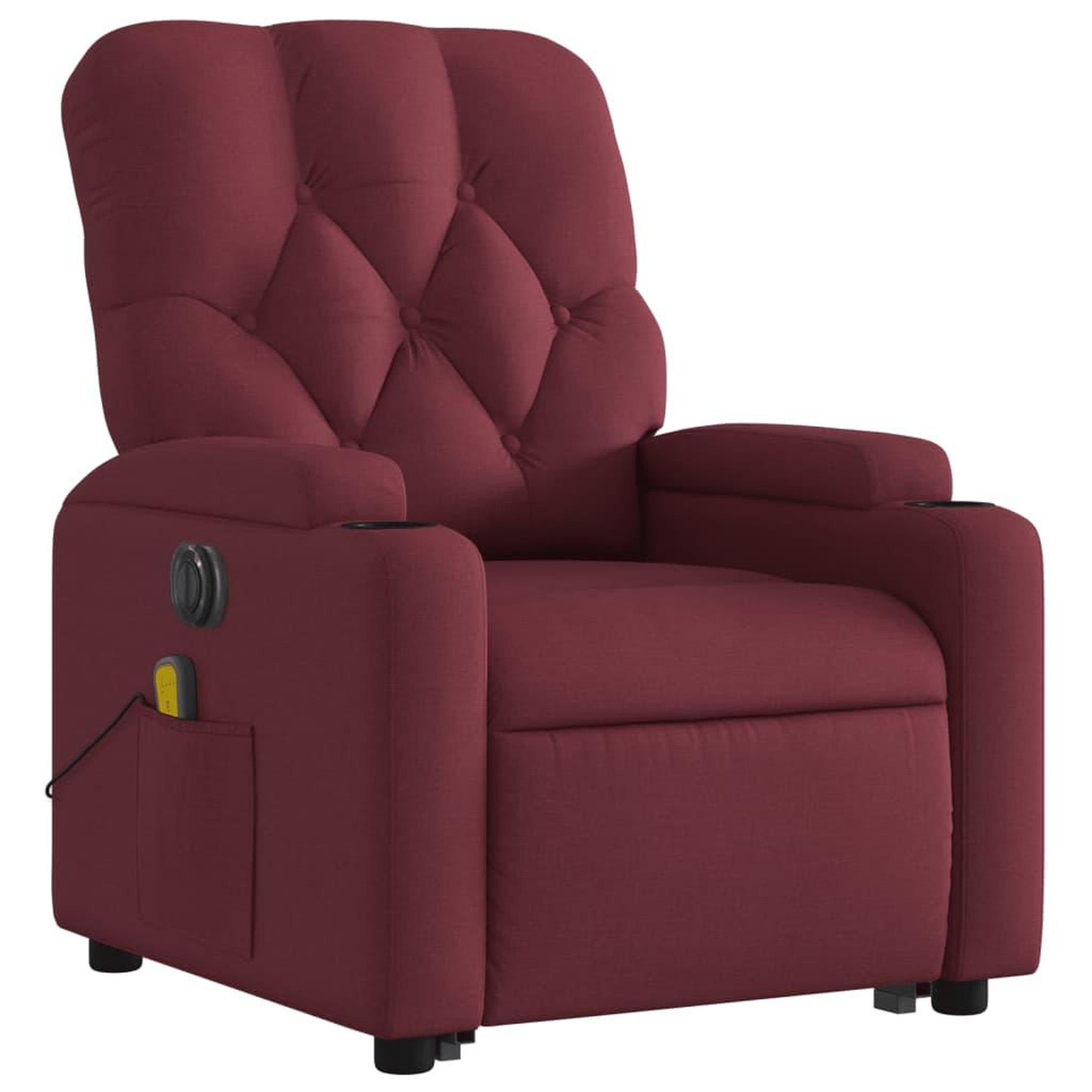 Voir la diapositive 4 : VIDAXL Fauteuil inclinable de massage electrique Rouge bordeaux Tissu