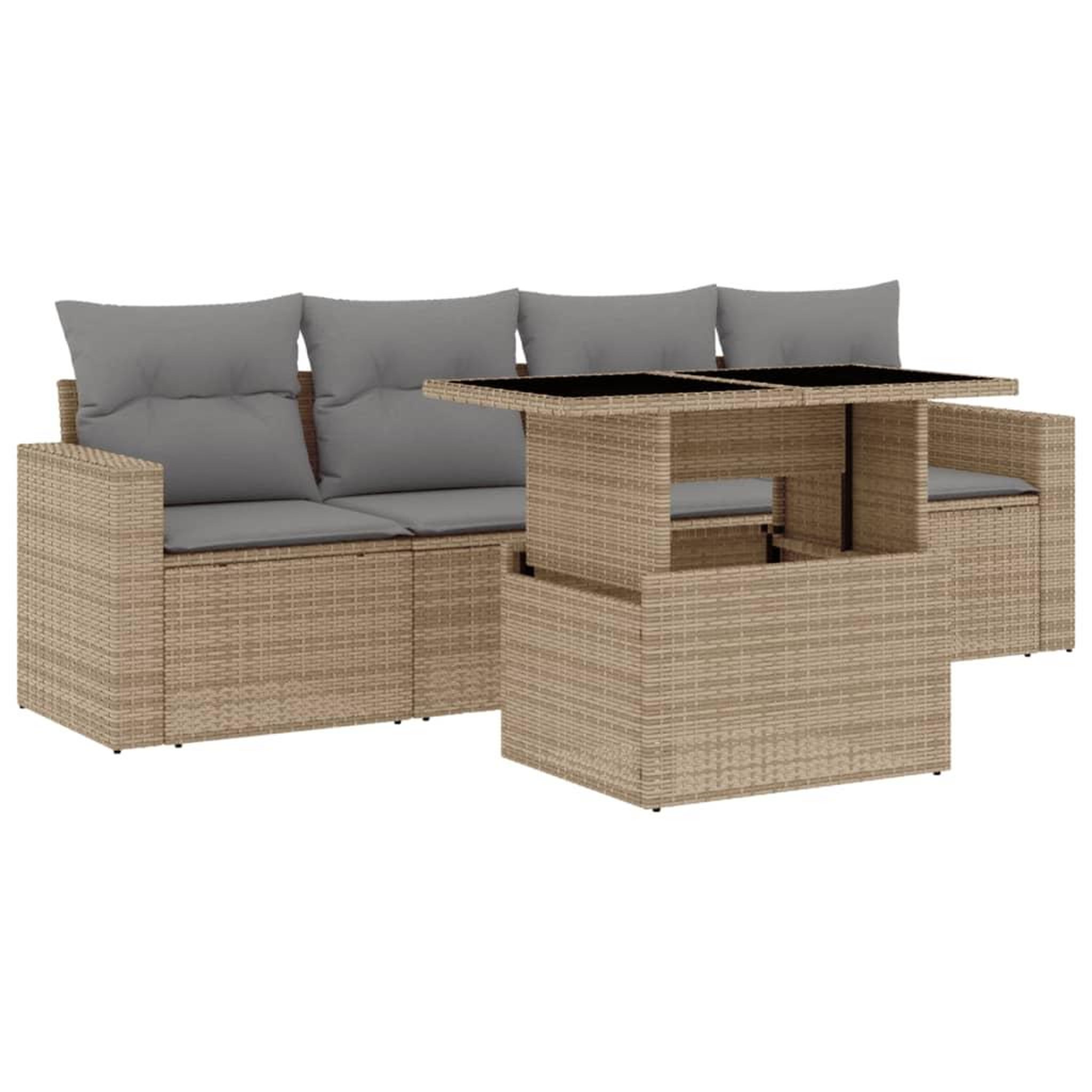 Voir la diapositive 2 : VIDAXL Salon de jardin avec coussins 5 pcs beige resine tressee