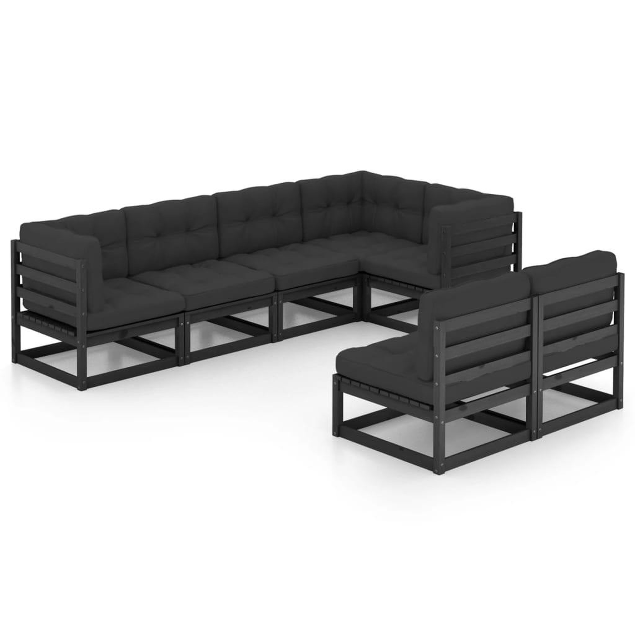 Voir la diapositive 2 : VIDAXL Salon de jardin 7 pcs avec coussins Bois de pin massif
