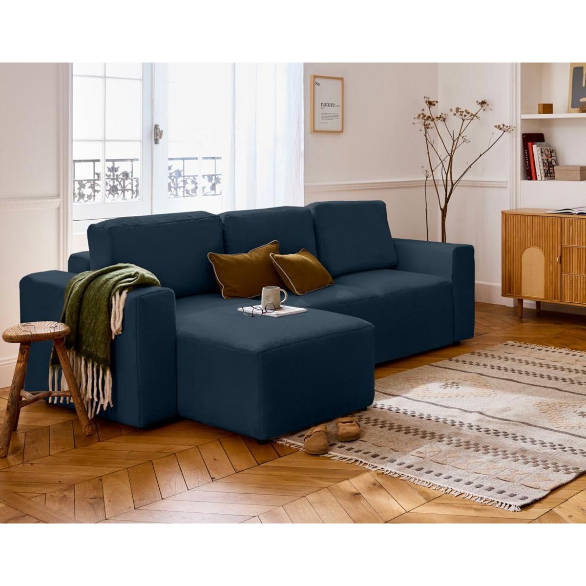 LISA DESIGN Livy - canapé d'angle réversible 4 places convertible avec coffre en fausse fourrure