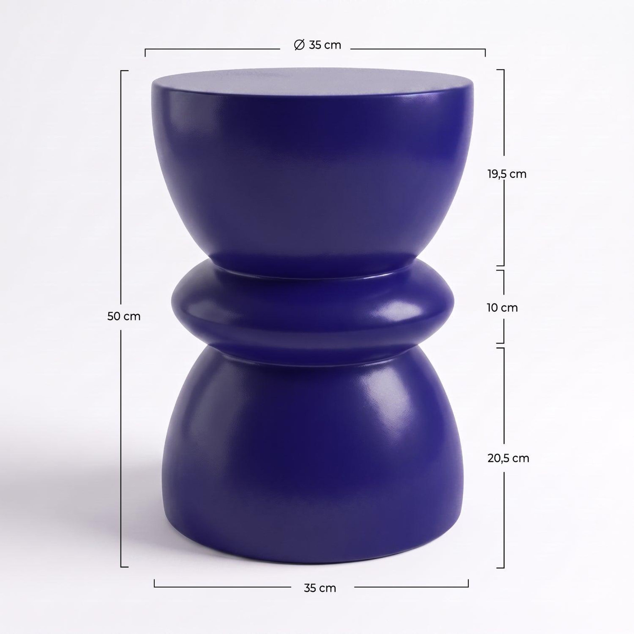 Voir la diapositive 4 : MAISON PAVANE Table d'appoint ronde bleu roi en fibre d'argile effet béton d35 cm-maupiti