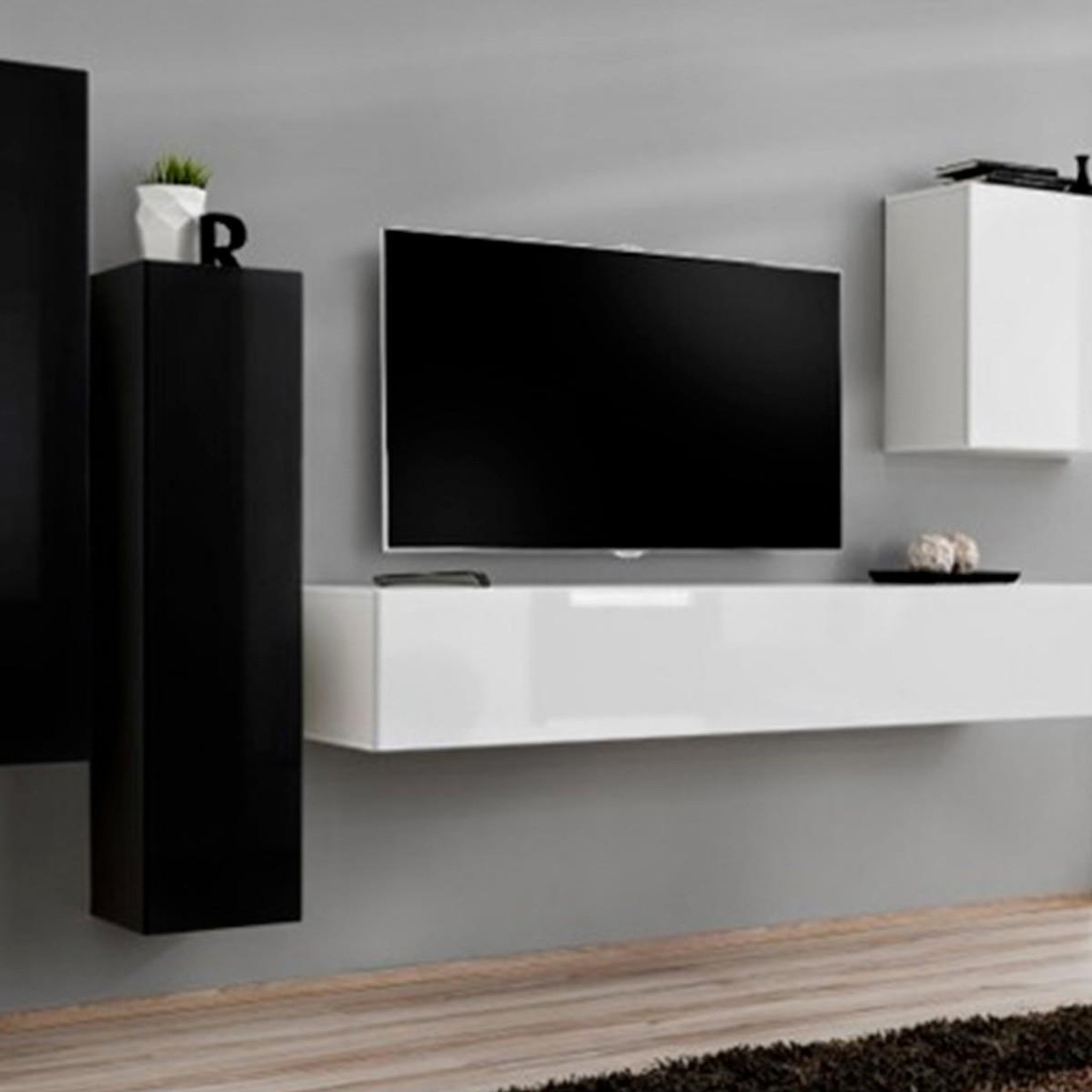 Paris Prix Meuble tv mural design  switch iii  330cm noir & blanc