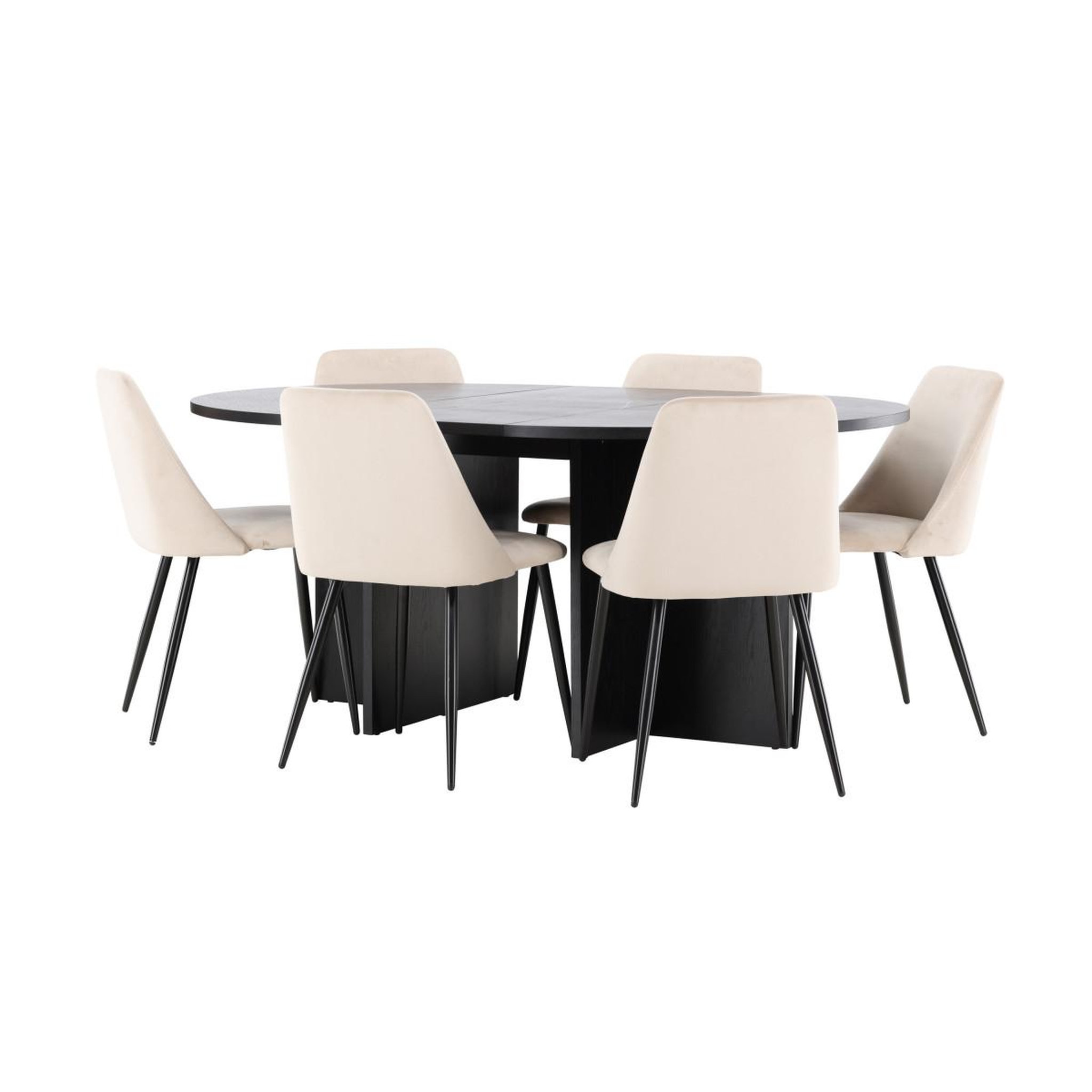 Voir la diapositive 3 : Paris Prix Ensemble table à manger extensible & 6 chaises  strada & night  170cm noir & beige