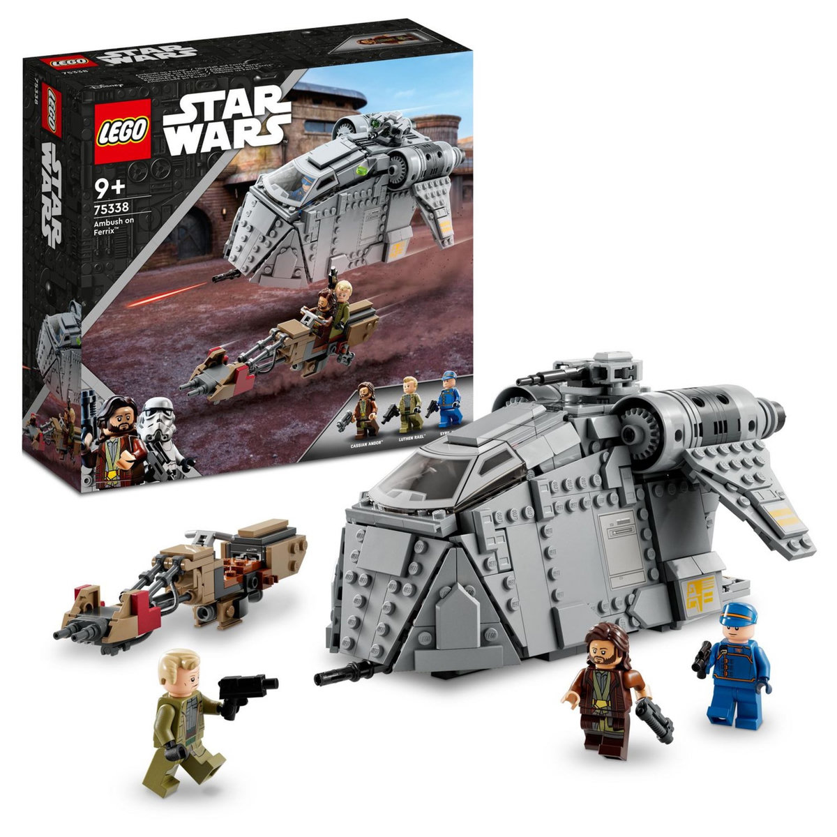 LEGO Star Wars 75338 Embuscade du Ferrix, Construction avec Speeder, Jouet avec 3 Minifigurines de Personnages, et Figurine Cassian Andor, Série Andor