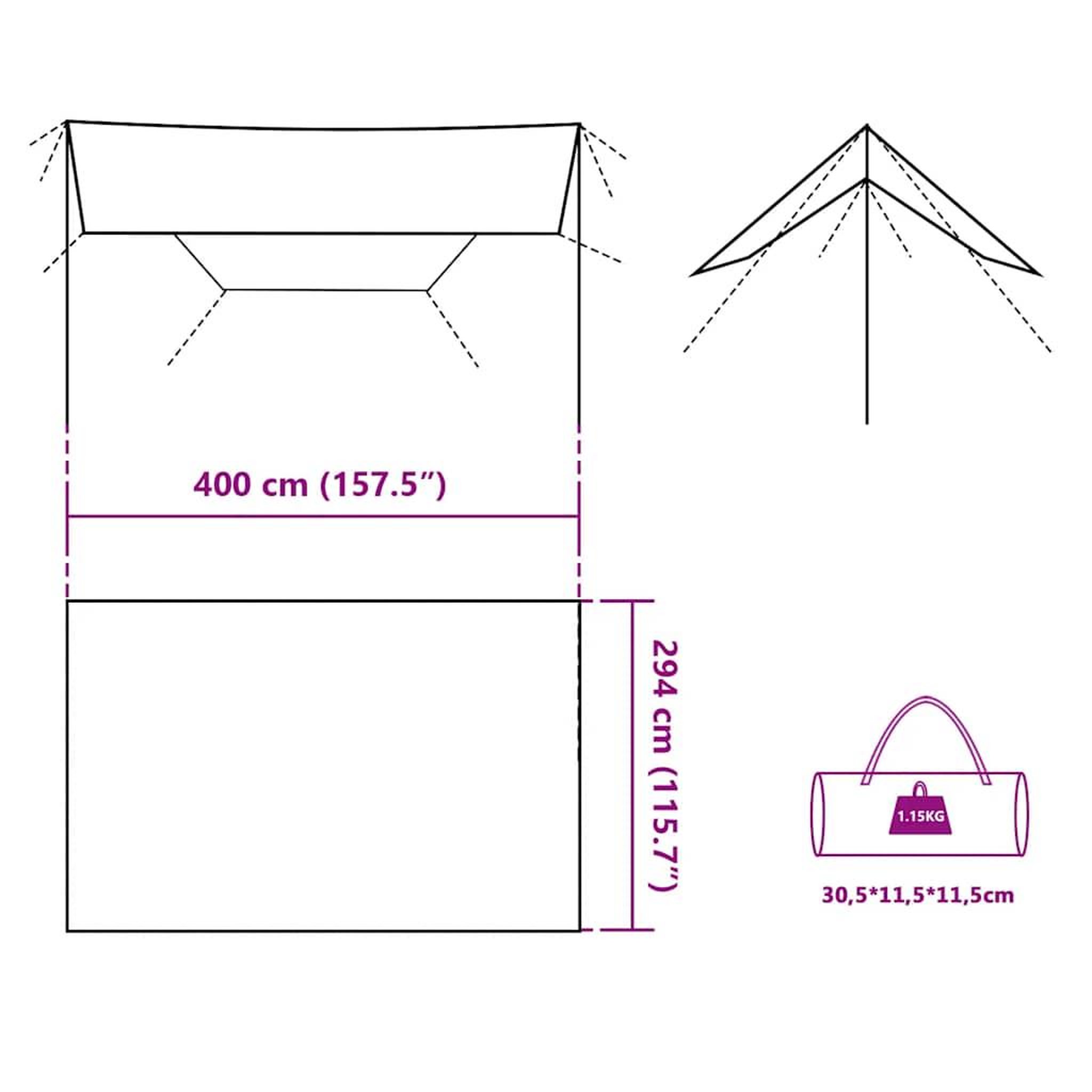 Voir la diapositive 6 : VIDAXL Bache de camping vert 400x294 cm impermeable