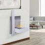 Voir la diapositive 2 : HOMCOM Cheminée bioéthanol murale design Bauhaus 1 brûleur 1,5 L 75L x 22l x 63H cm couverture 20-25 m² acier blanc inox. brossé