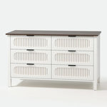 CONCEPT USINE Commode 6 tiroirs blanc rainuré et bois 120cm BRIX