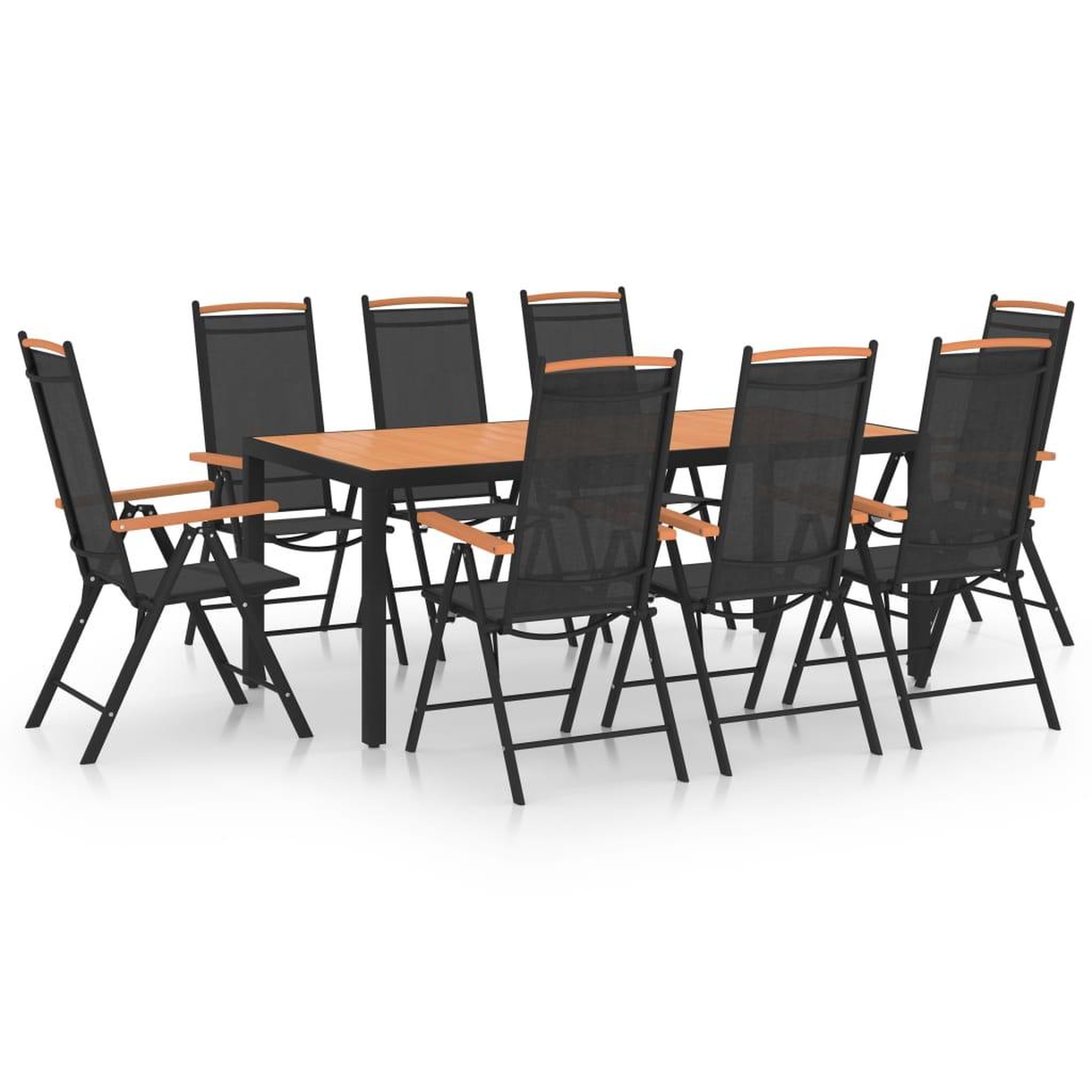 VIDAXL Ensemble a manger de jardin 9 pcs aluminium noir