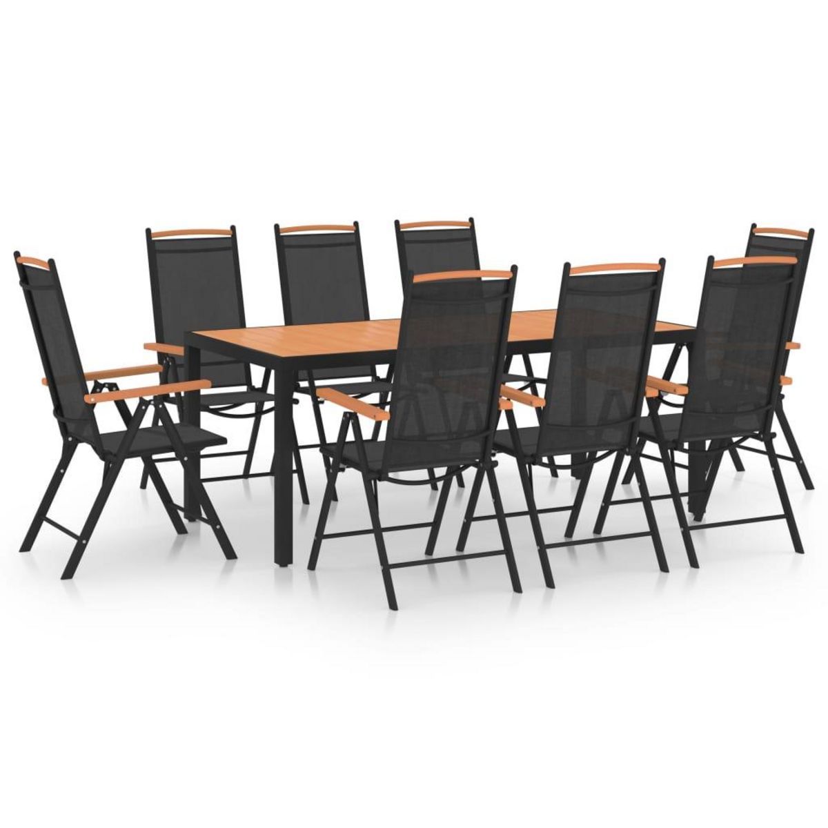 VIDAXL Ensemble a manger de jardin 9 pcs aluminium noir