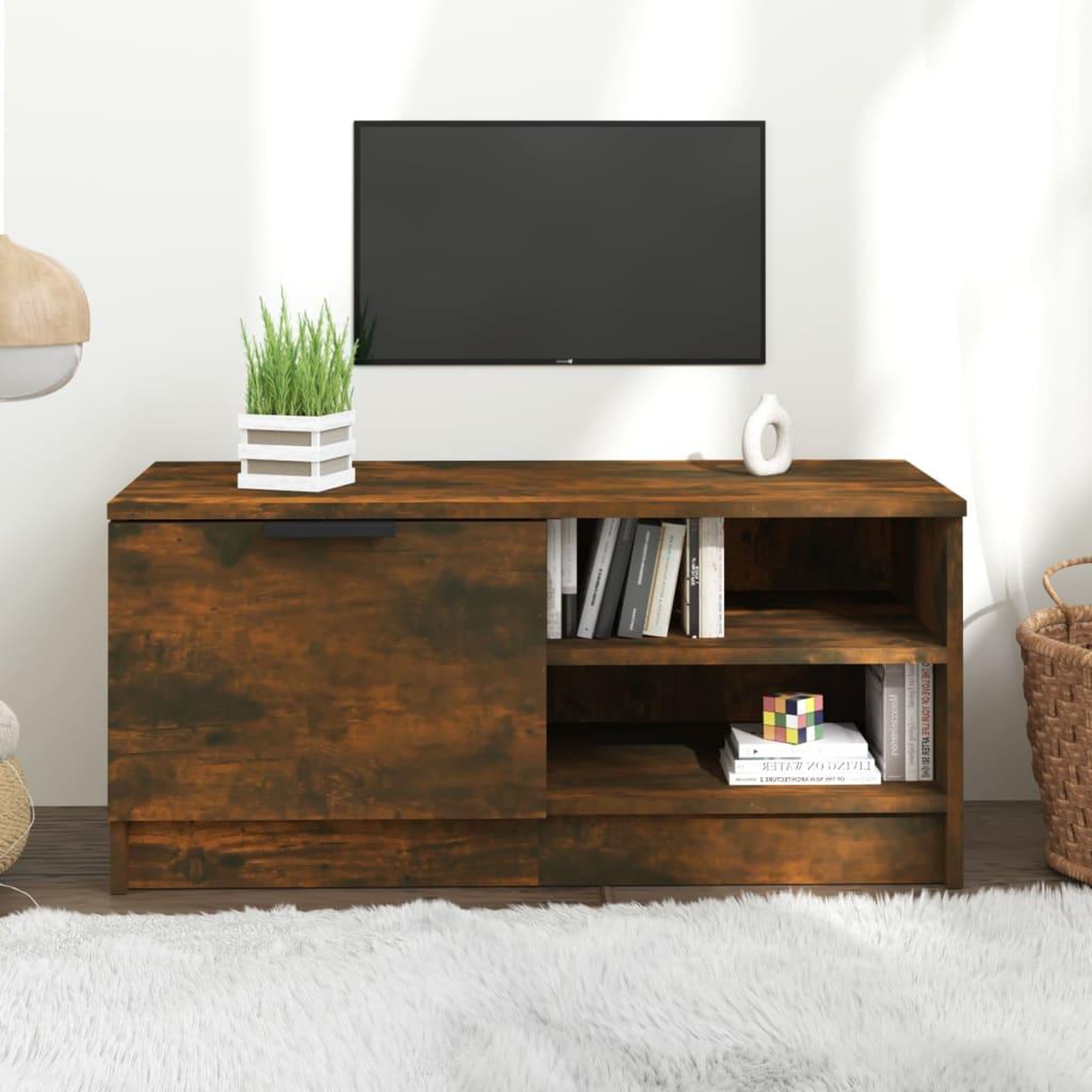 VIDAXL Meuble TV Chene fume 80x35x36,5 cm Bois d'ingenierie