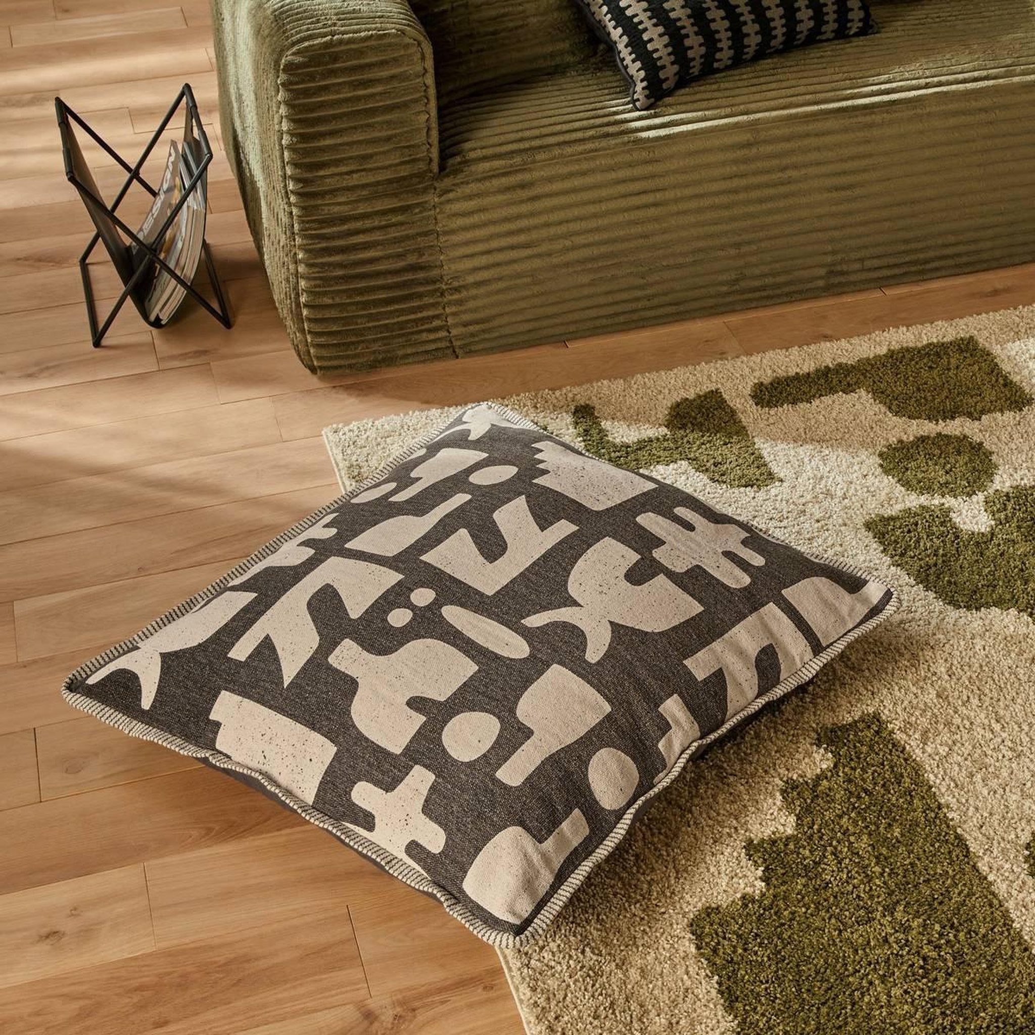 Voir la diapositive 5 : ATMOSPHERA Coussin de sol en coton  nyero  80x80cm kaki