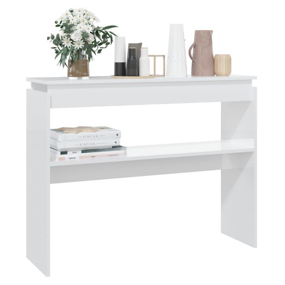 VIDAXL Table console blanc brillant 102x30x80 cm bois d'ingenierie